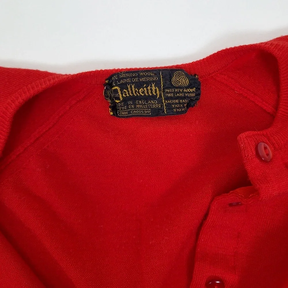 60’s Merino Wool Knit Cardigan Fitted Vintage 3/4 sleeve button down up - Picture 3 of 13
